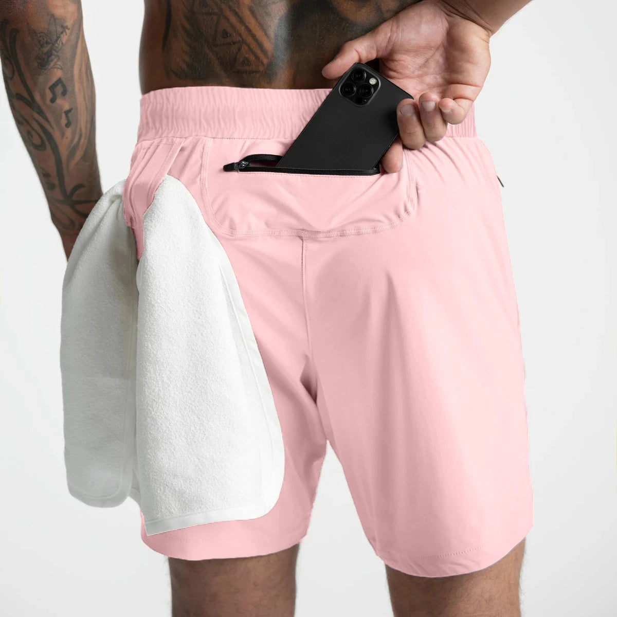 2024 New Men's Shorts Single-Layer Woven Quick Dry Solid Color Running Fitness Sports Casual American Fifth Pants Comfortable