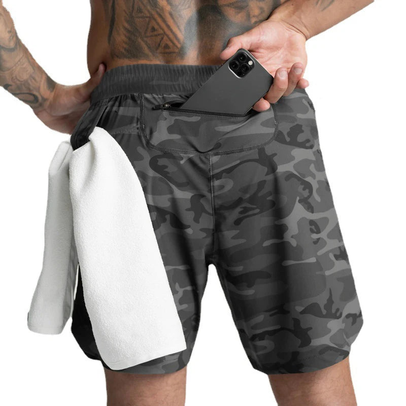 2024 New Men's Shorts Single-Layer Woven Quick Dry Solid Color Running Fitness Sports Casual American Fifth Pants Comfortable